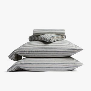 Parachute - King Relaxed Linen Stripe Sheet Set Cove & Parchment